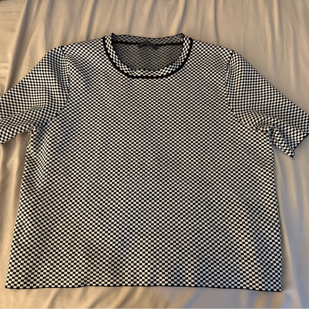 Adrianna Papell Black and White Check Sweater
